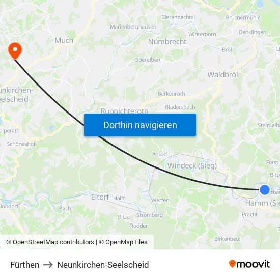 Fürthen to Neunkirchen-Seelscheid map