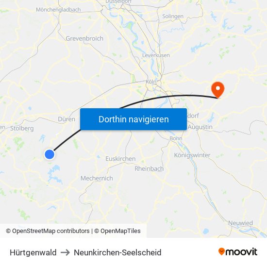 Hürtgenwald to Neunkirchen-Seelscheid map