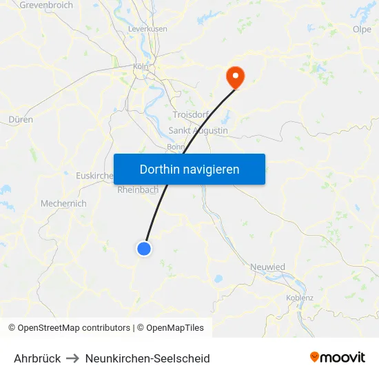 Ahrbrück to Neunkirchen-Seelscheid map
