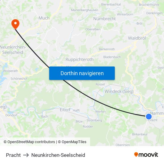 Pracht to Neunkirchen-Seelscheid map