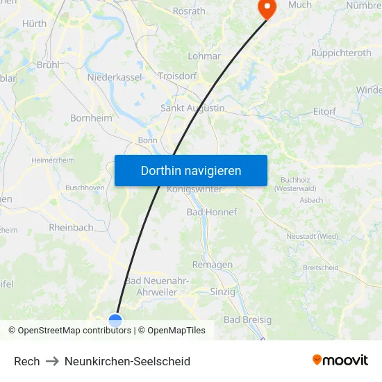 Rech to Neunkirchen-Seelscheid map