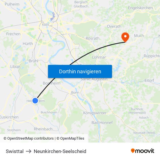 Swisttal to Neunkirchen-Seelscheid map