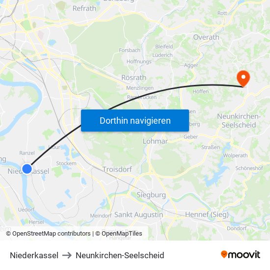 Niederkassel to Neunkirchen-Seelscheid map