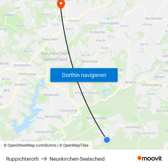 Ruppichteroth to Neunkirchen-Seelscheid map