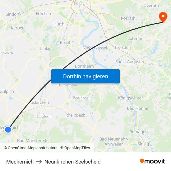 Mechernich to Neunkirchen-Seelscheid map