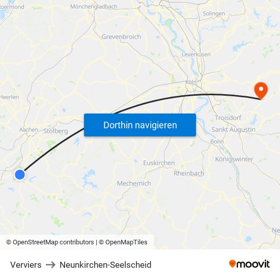 Verviers to Neunkirchen-Seelscheid map