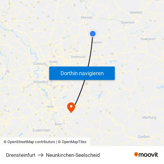 Drensteinfurt to Neunkirchen-Seelscheid map