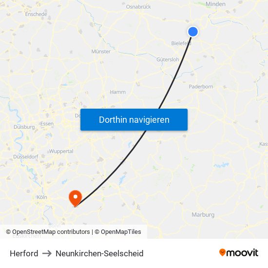 Herford to Neunkirchen-Seelscheid map