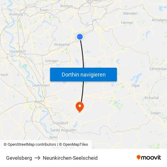 Gevelsberg to Neunkirchen-Seelscheid map