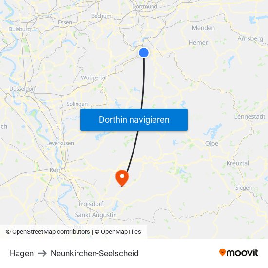 Hagen to Neunkirchen-Seelscheid map