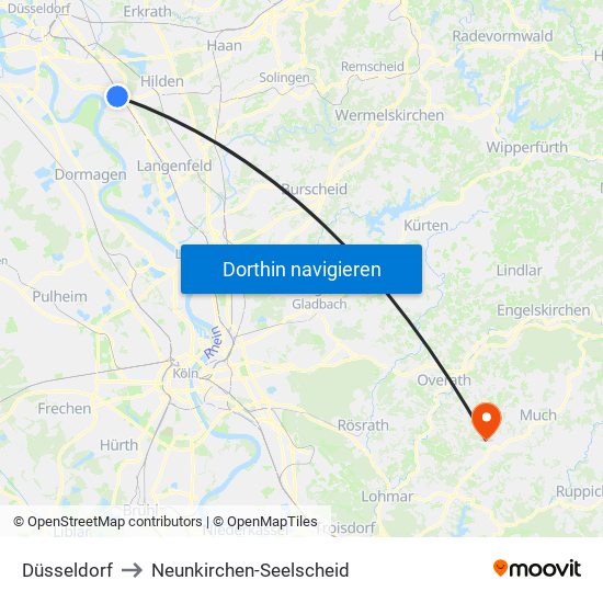 Düsseldorf to Neunkirchen-Seelscheid map