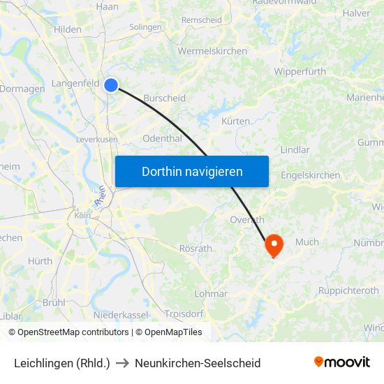 Leichlingen (Rhld.) to Neunkirchen-Seelscheid map