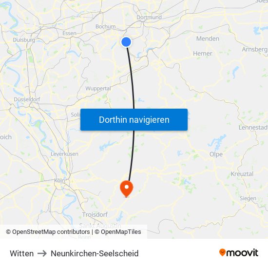 Witten to Neunkirchen-Seelscheid map