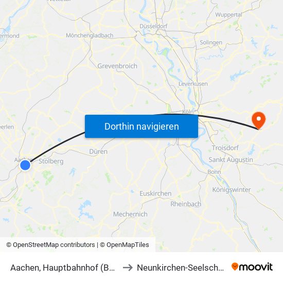 Aachen, Hauptbahnhof (Bus) to Neunkirchen-Seelscheid map