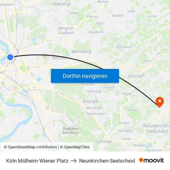 Köln Mülheim Wiener Platz to Neunkirchen-Seelscheid map