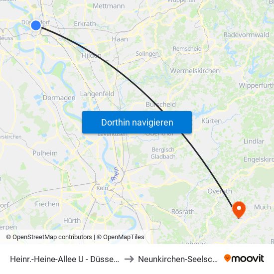 Heinr.-Heine-Allee U - Düsseldorf to Neunkirchen-Seelscheid map