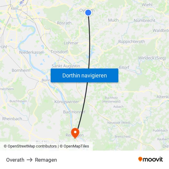 Overath to Remagen map