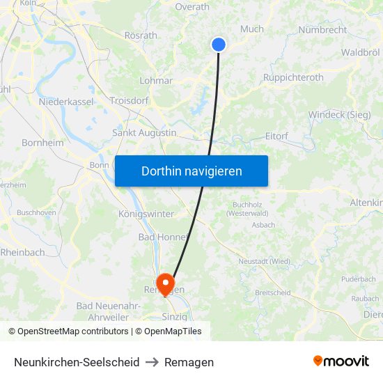 Neunkirchen-Seelscheid to Remagen map