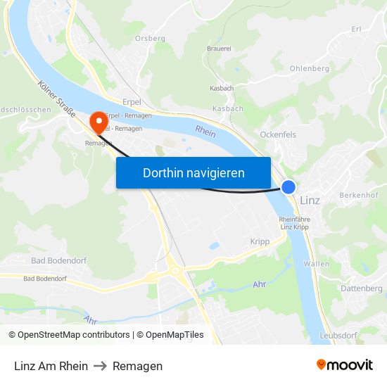 Linz Am Rhein to Remagen map