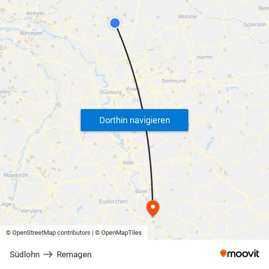 Südlohn to Remagen map