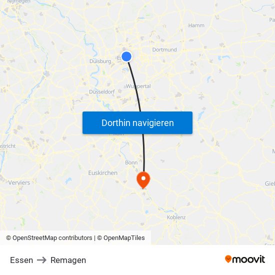 Essen to Remagen map
