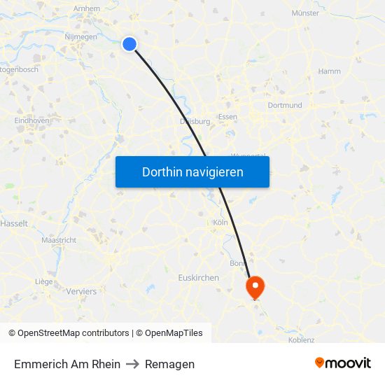 Emmerich Am Rhein to Remagen map