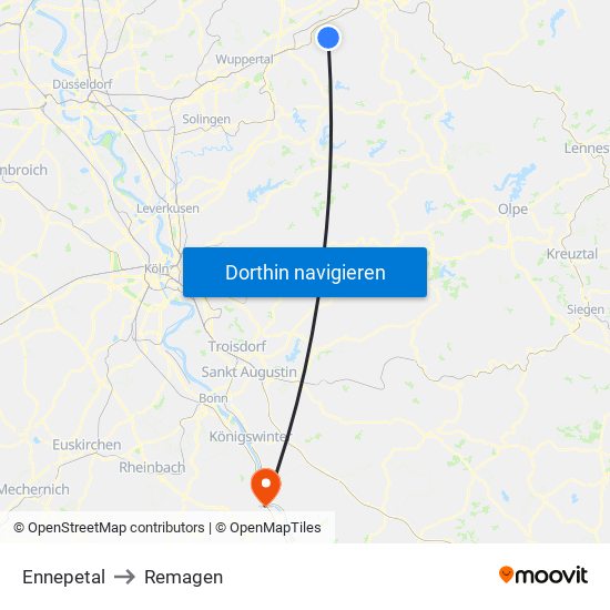 Ennepetal to Remagen map