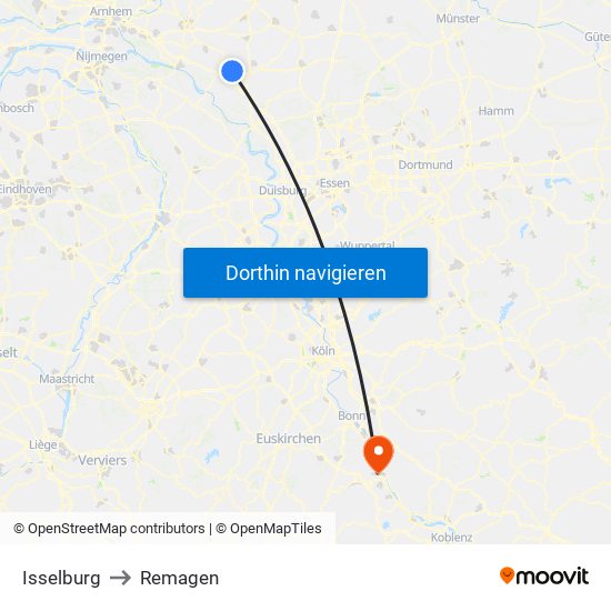 Isselburg to Remagen map