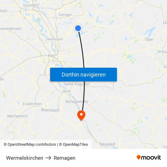 Wermelskirchen to Remagen map