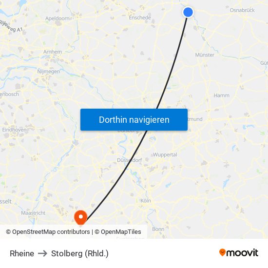 Rheine to Stolberg (Rhld.) map