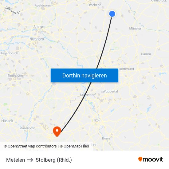 Metelen to Stolberg (Rhld.) map