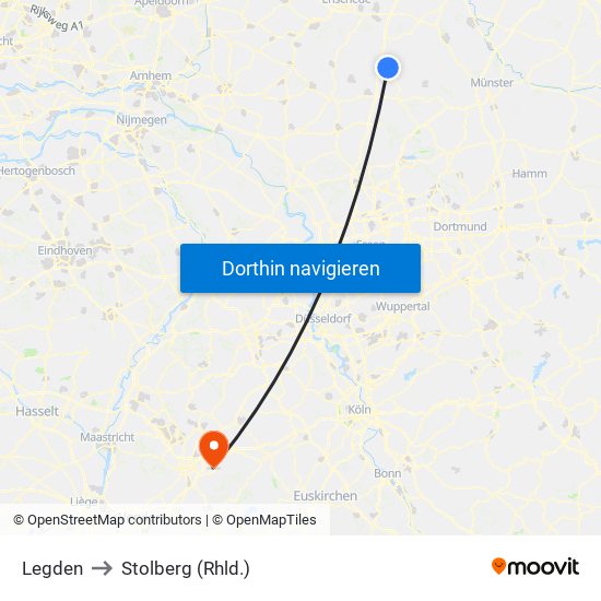 Legden to Stolberg (Rhld.) map