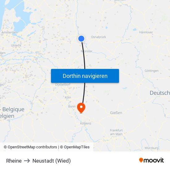 Rheine to Neustadt (Wied) map