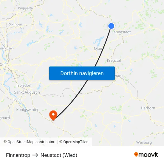 Finnentrop to Neustadt (Wied) map