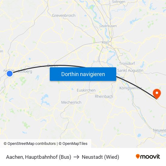 Aachen, Hauptbahnhof (Bus) to Neustadt (Wied) map