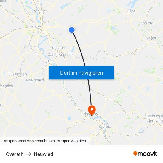 Overath to Neuwied map