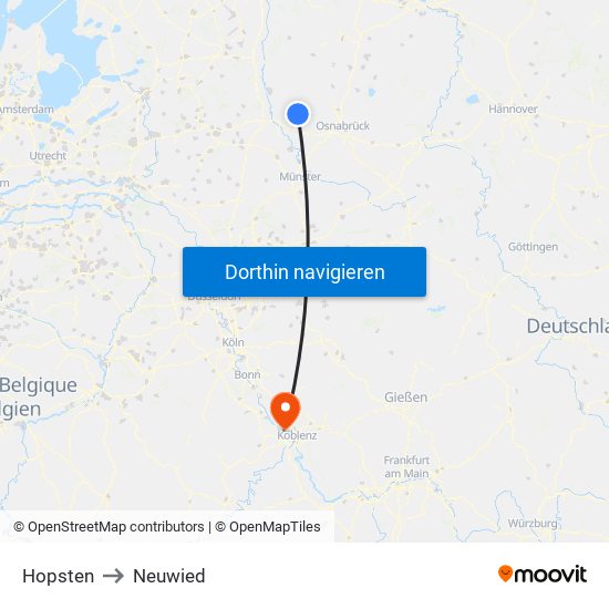 Hopsten to Neuwied map