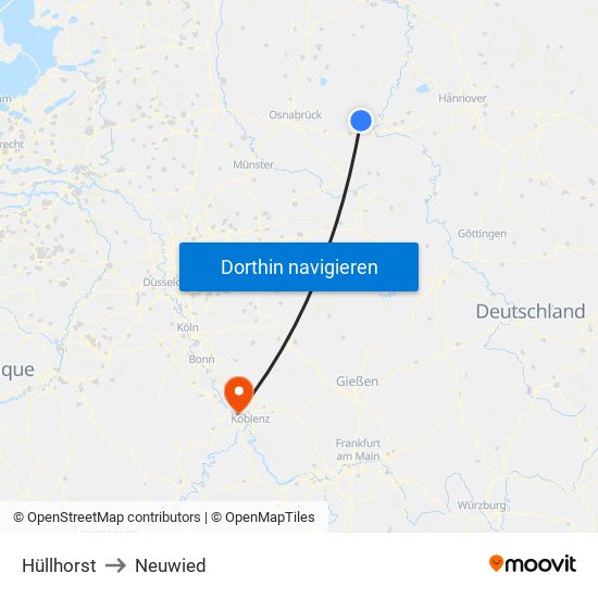 Hüllhorst to Neuwied map