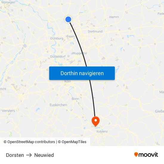 Dorsten to Neuwied map