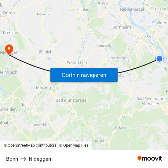 Bonn to Nideggen map
