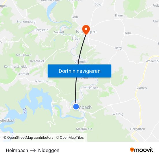 Heimbach to Nideggen map
