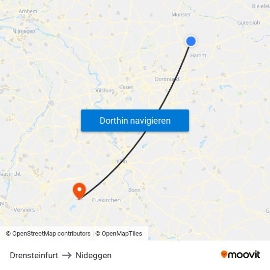 Drensteinfurt to Nideggen map