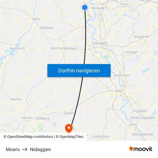 Moers to Nideggen map