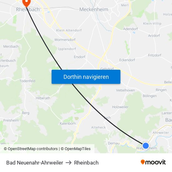 Bad Neuenahr-Ahrweiler to Rheinbach map