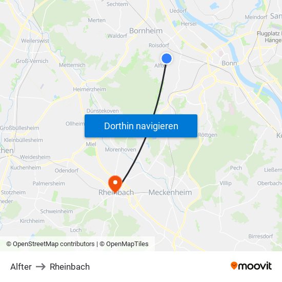 Alfter to Rheinbach map