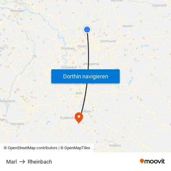 Marl to Rheinbach map