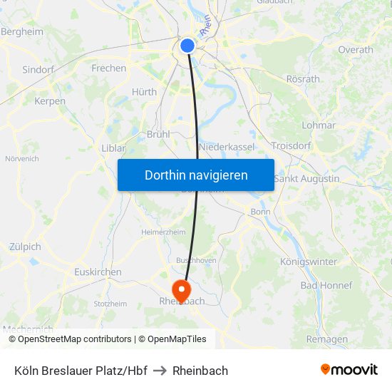 Köln Breslauer Platz/Hbf to Rheinbach map