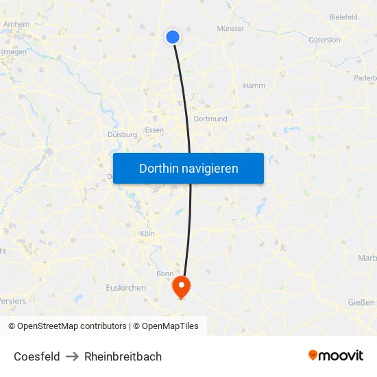 Coesfeld to Rheinbreitbach map