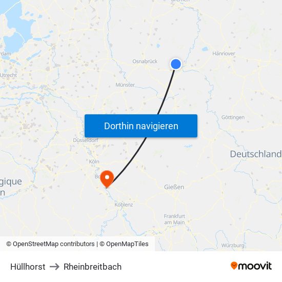 Hüllhorst to Rheinbreitbach map