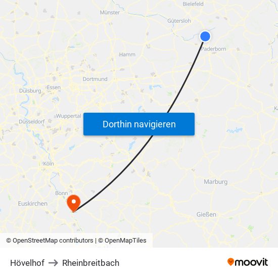 Hövelhof to Rheinbreitbach map